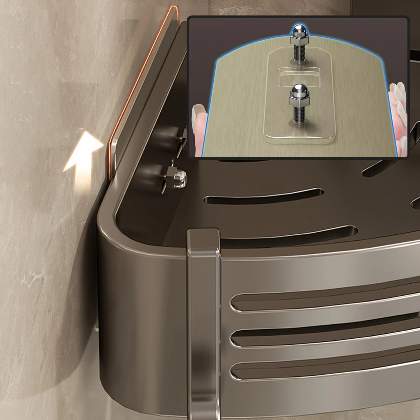 Étagère d’Angle de Douche – Fixation Murale Sans Perçage