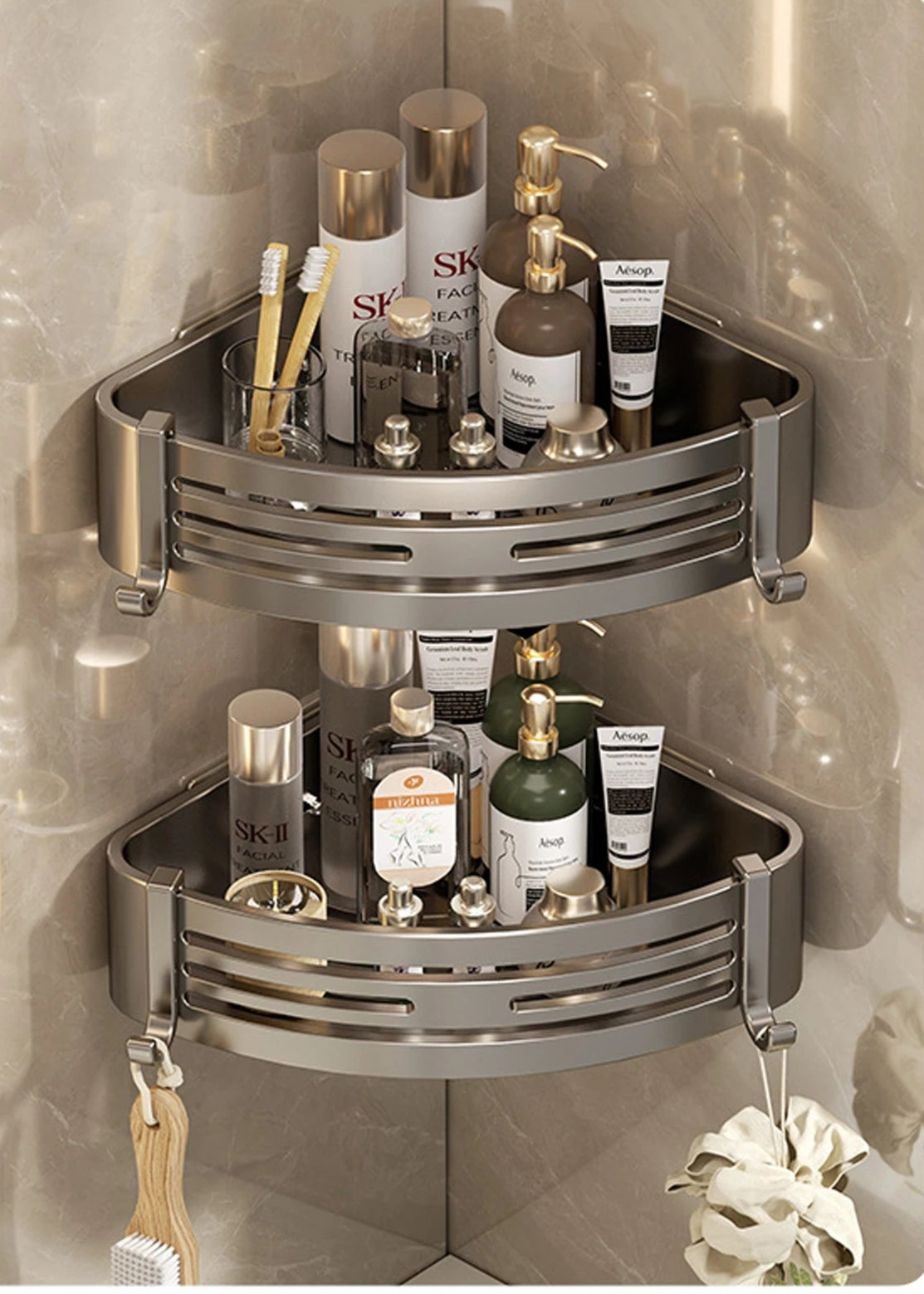 Étagère d’Angle de Douche – Fixation Murale Sans Perçage