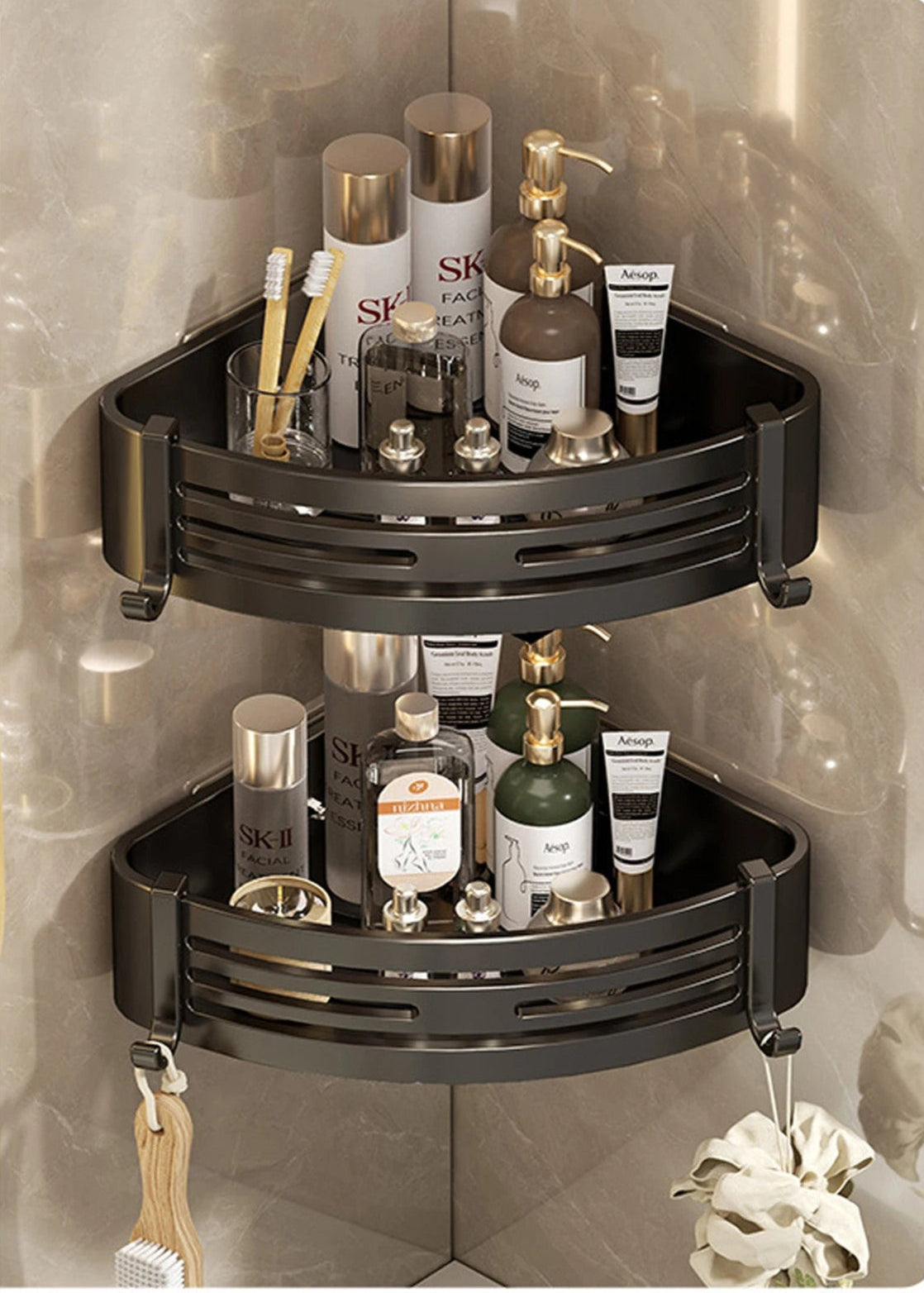 Étagère d’Angle de Douche – Fixation Murale Sans Perçage