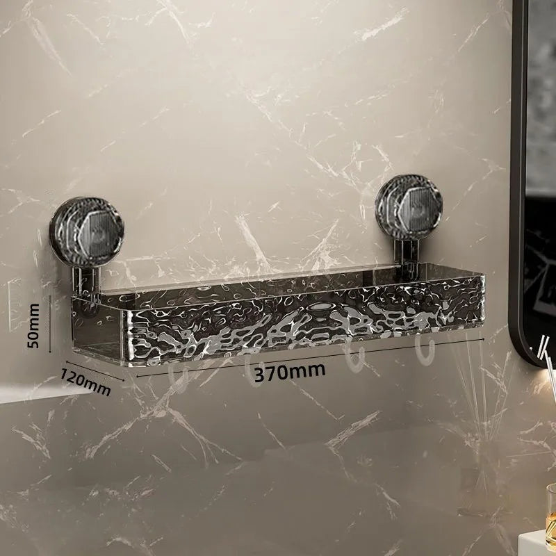 Étagère Murale à Ventouse – Transparente ou Grise | Sans Perçage