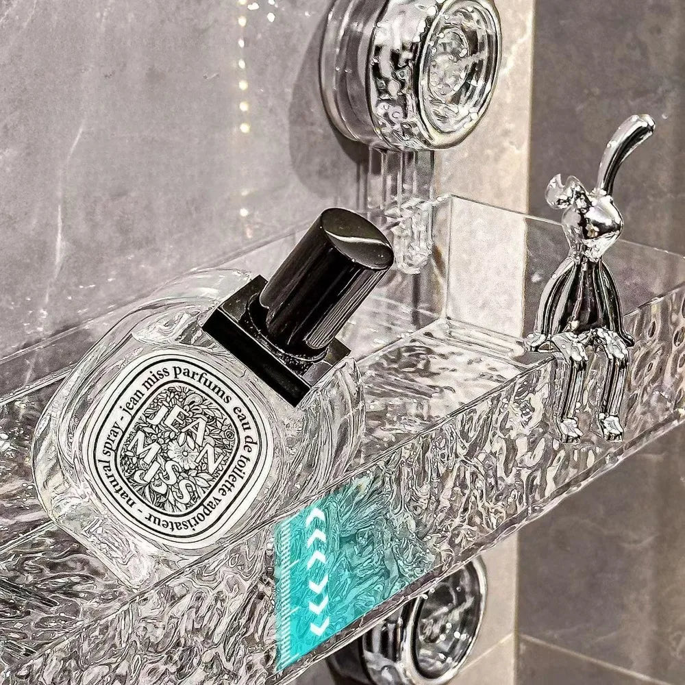 Étagère Murale à Ventouse – Transparente ou Grise | Sans Perçage